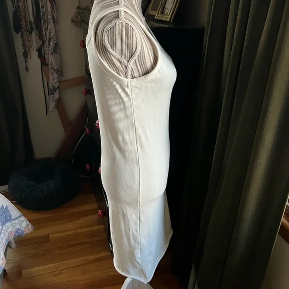 H&M Cream Ribbed Sleeveless tank top Body Con dress medium - Picture 4 of 7